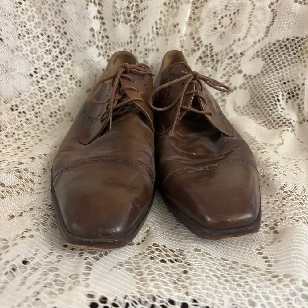 Mercanti Fiorentini Men's US 10.5 M Brown Leather Oxfords Shoes